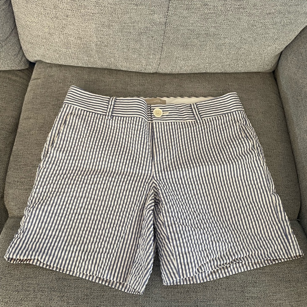 Banana Republic Blue and White Stripe Shorts-Seersucker